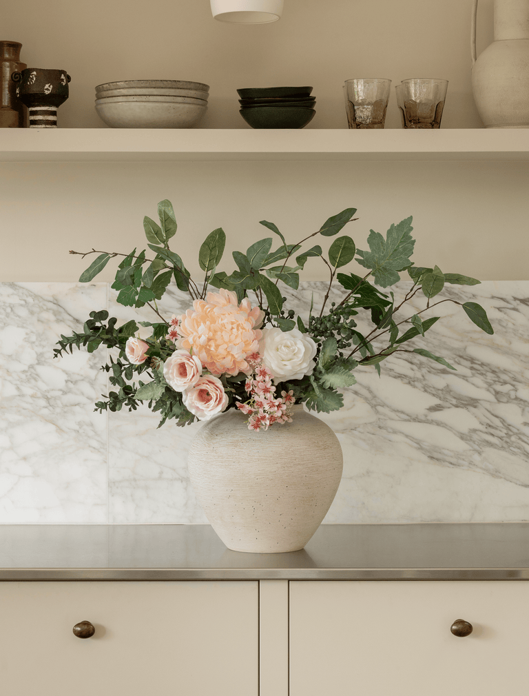 Faux Arrangement - Blush Dahlia & Blue Berry