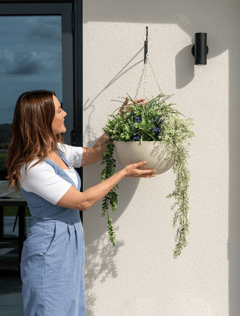 Outdoor Hanging Floral Basket - Green & Purple