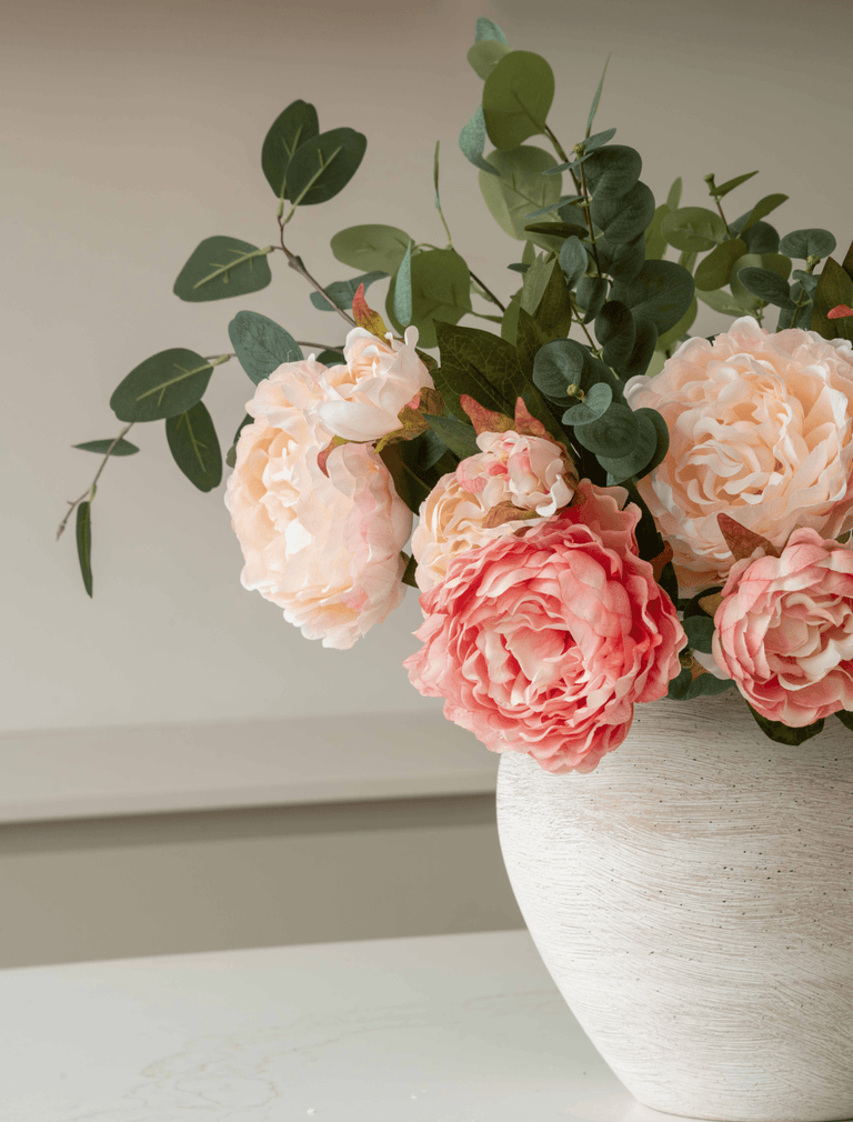 Faux Arrangement - Peony & Eucalyptus Blush