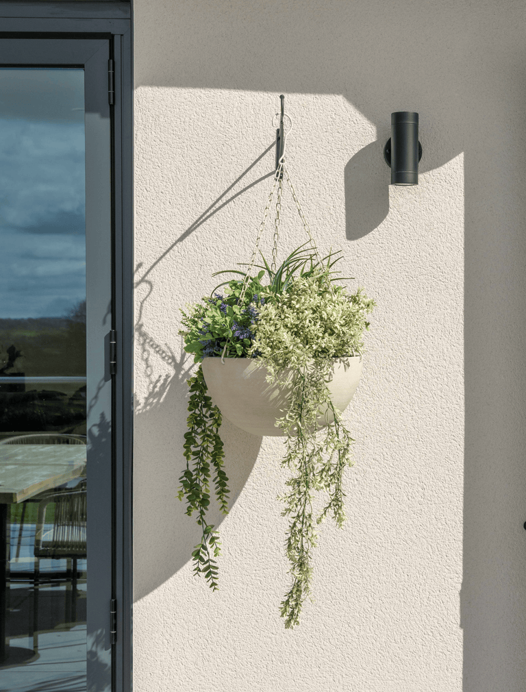 Outdoor Hanging Floral Basket - Green & Purple