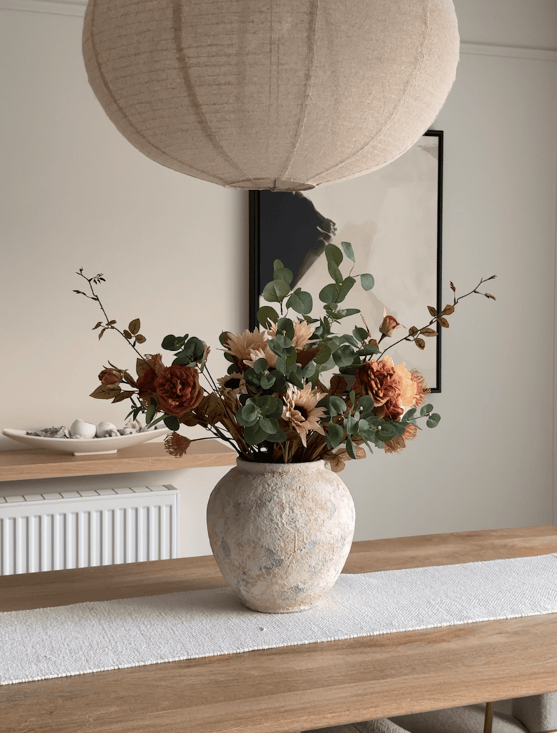 Faux Autumn Arrangement - Green & Beige