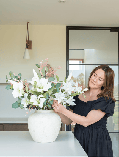 Faux Arrangement - White Lily & Eucalyptus