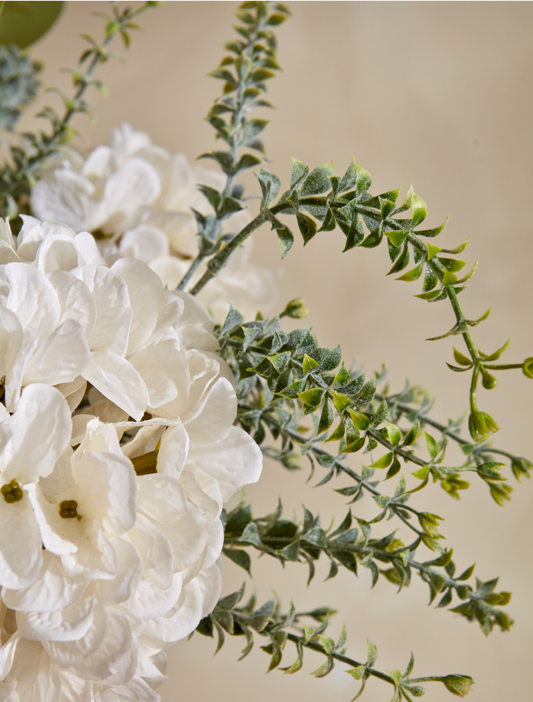 Faux Arrangement - Eucalyptus & White Hydrangea