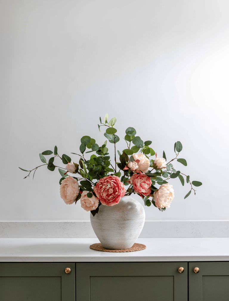 Faux Arrangement - Peony & Eucalyptus Blush