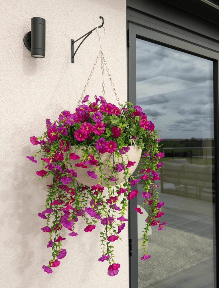 Outdoor Hanging Petunia Basket - Purple