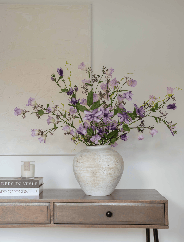 Faux Arrangement - Bell Flower & Clematis Purple