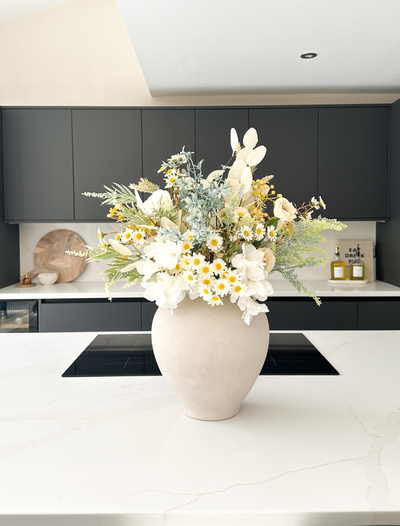 Faux Spring Arrangement - White & Yellow Meadow