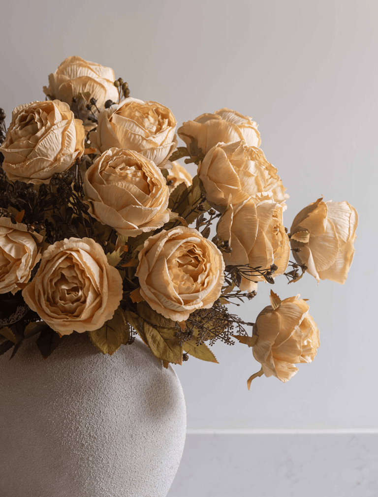 Faux Large Rose Arrangement - Beige (3 Stems/21 Roses)