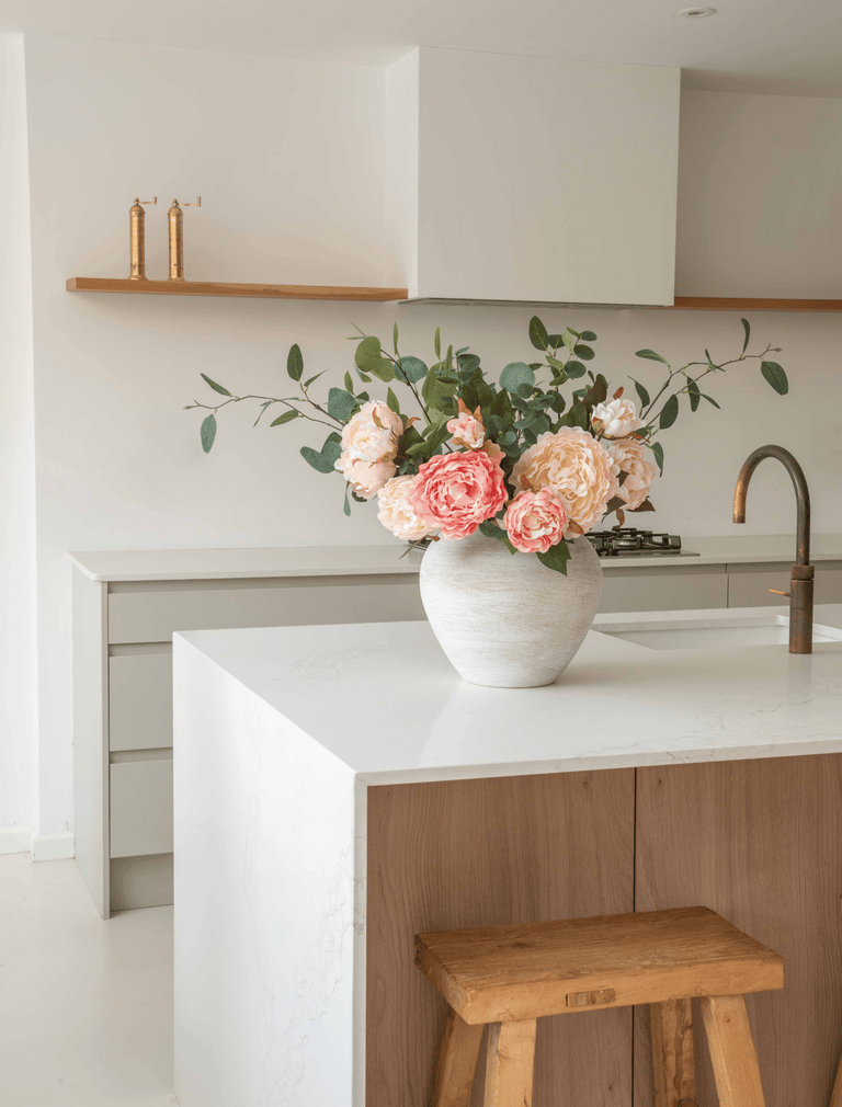 Faux Arrangement - Peony & Eucalyptus Blush