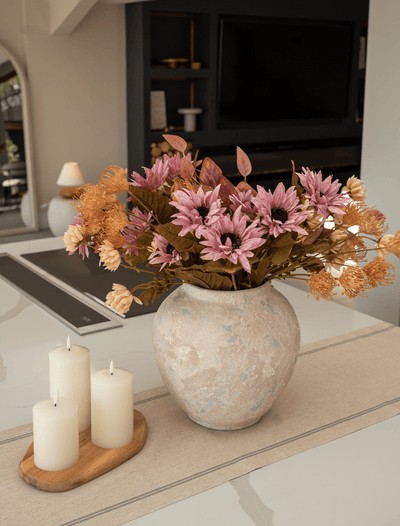 Faux Autumn Arrangement - Pink & Beige