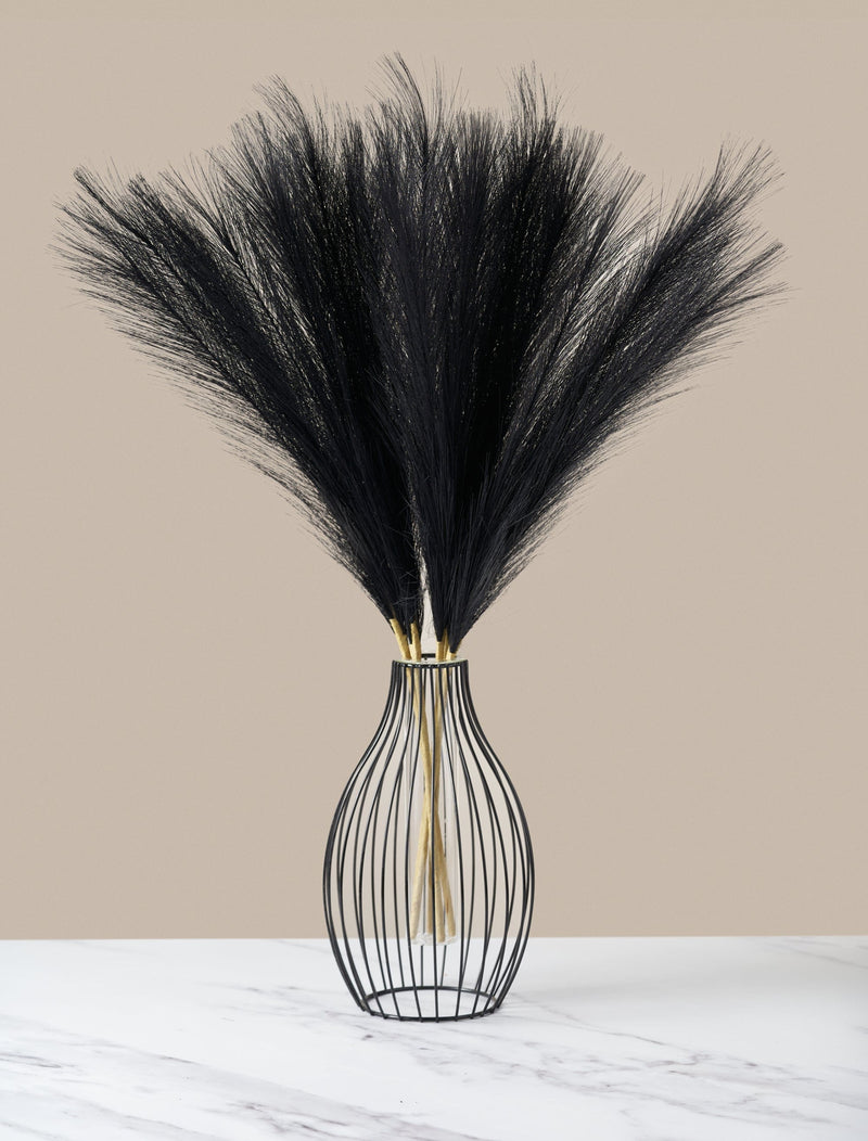 Faux Pampas Grass - Black (5 Stems)