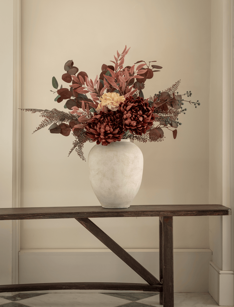 Faux Arrangement - Burgundy Dahlia & Cream Peony