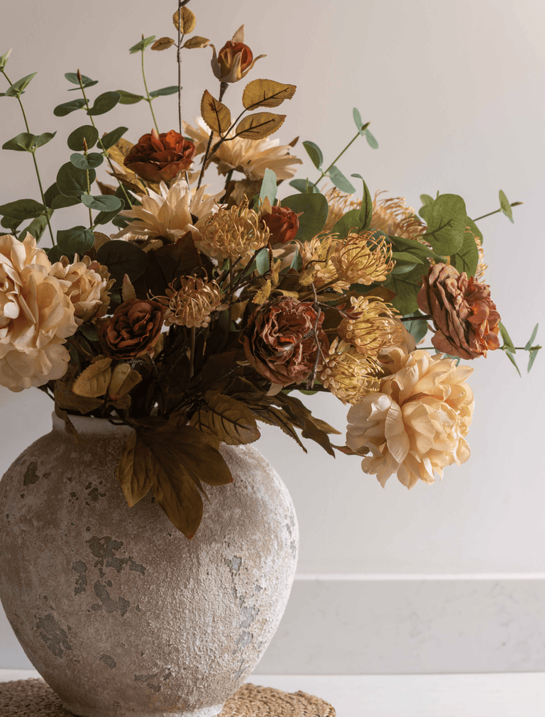 Faux Autumn Arrangement - Green & Beige