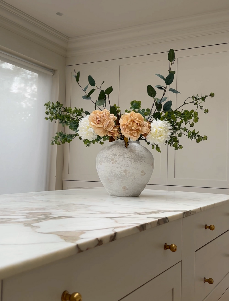 Faux Arrangement - Cream Peony & Eucalyptus