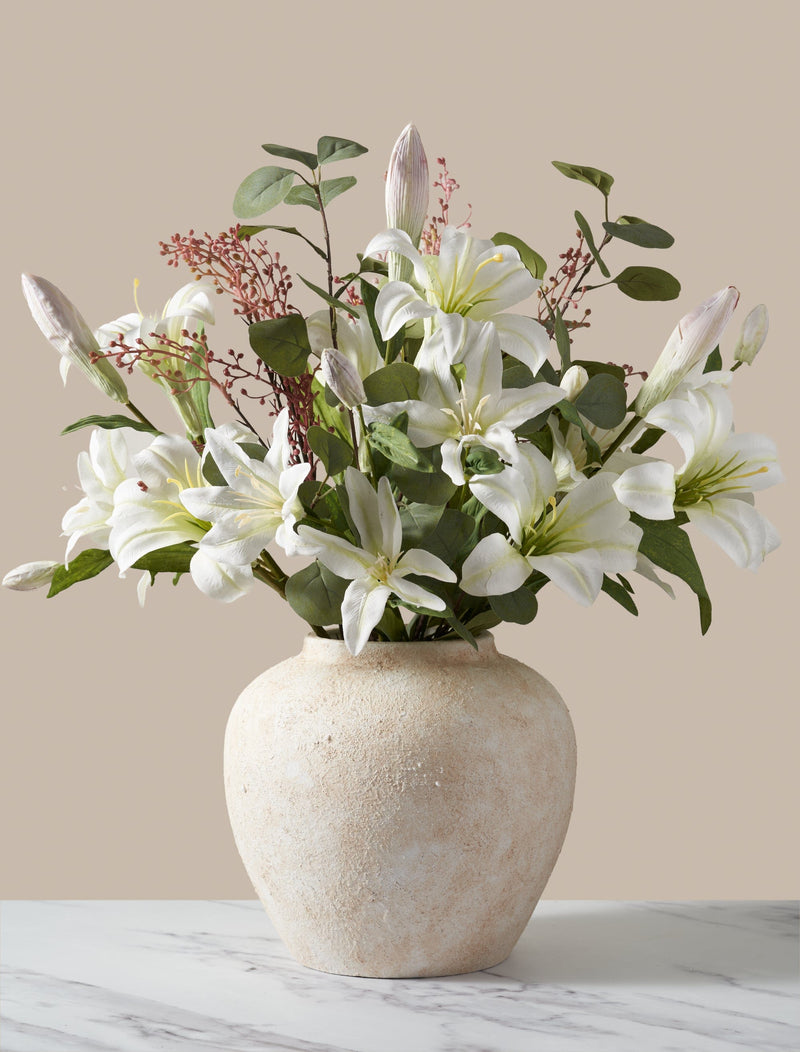 Faux Arrangement - White Lily & Eucalyptus