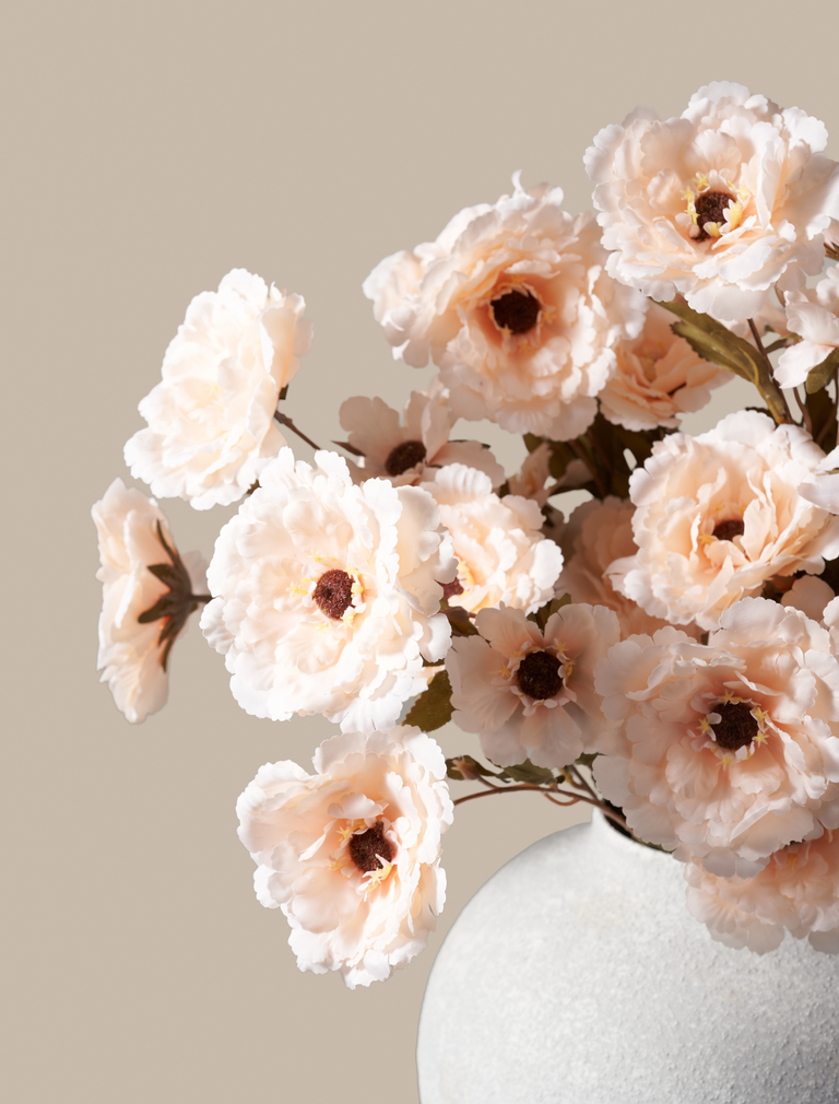 Faux Moutan Peony - Peach (8 Stems / 46 Peonies)