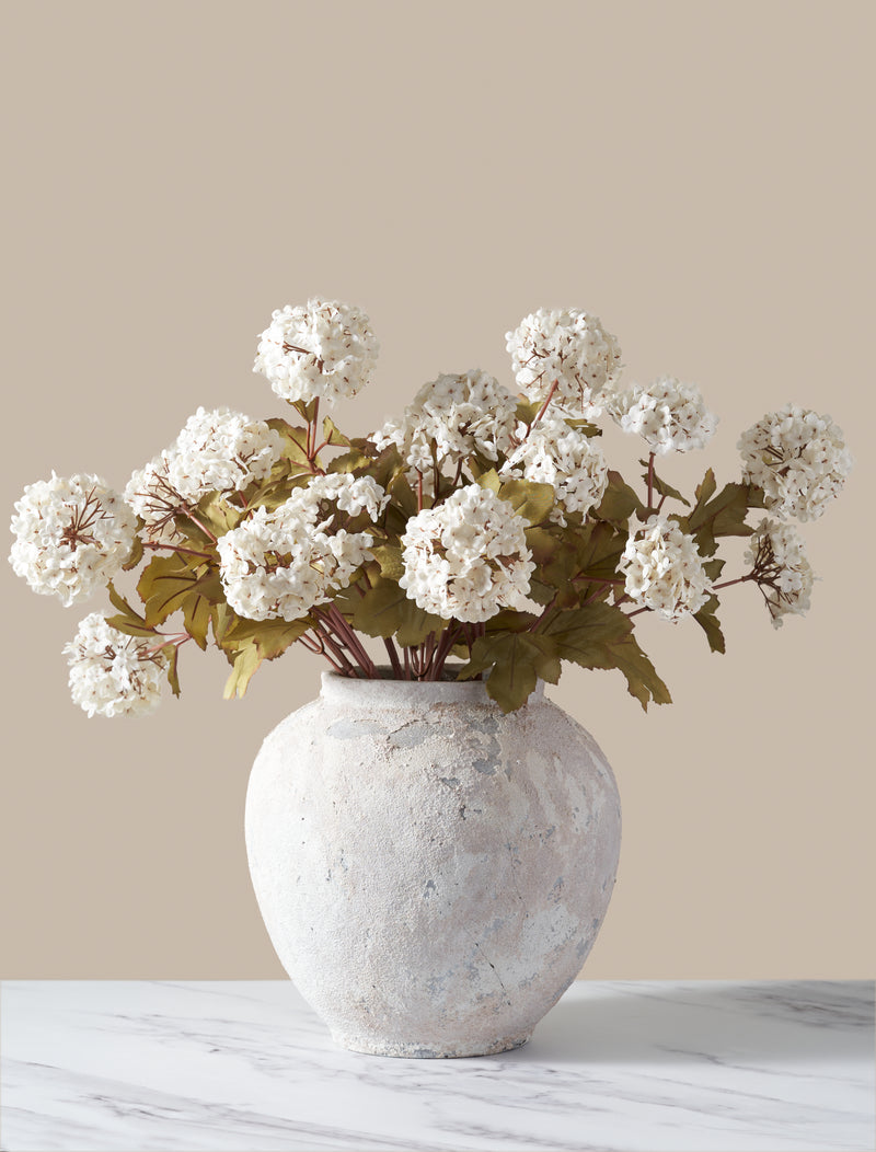 Faux Viburnum Flower - White (7 stems / 21 heads)