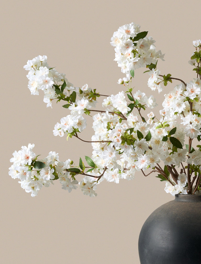 Faux Japanese Cherry Blossom - White (6 Stems)