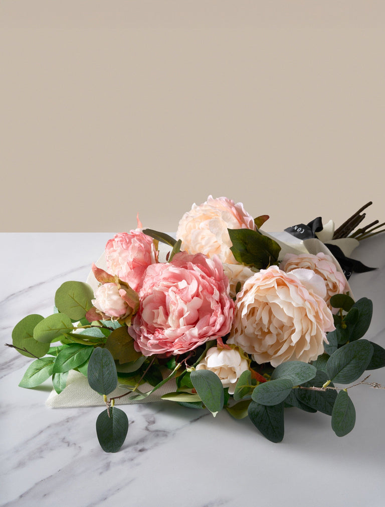 Faux Arrangement - Peony & Eucalyptus Blush