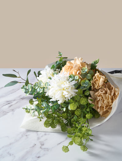 Faux Arrangement - Cream Peony & Eucalyptus