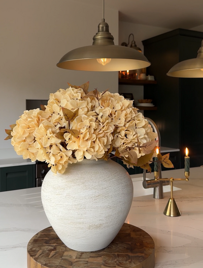 Faux Hydrangea Autumn Bouquet - Cream (7 stems)