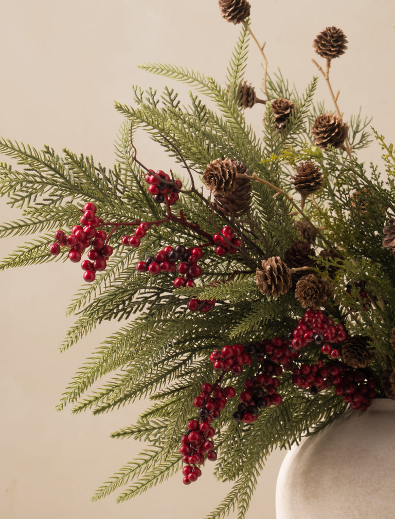 Faux Arrangement - Red Berry & Pine Cone