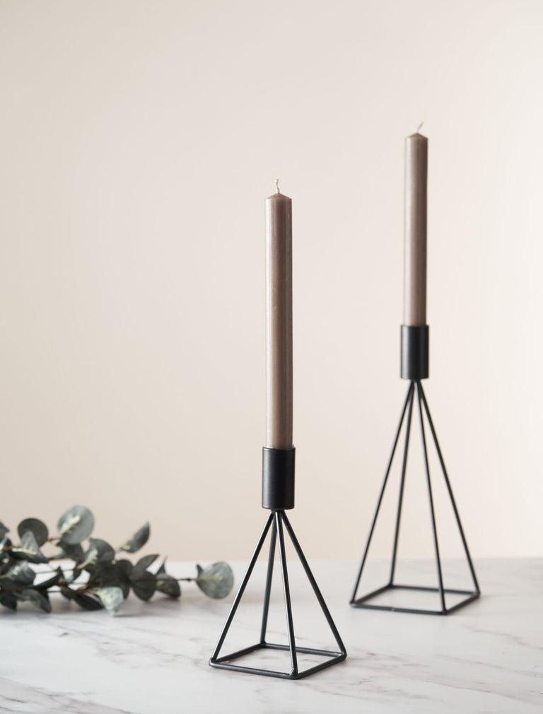 Tall Pyramid Candle Holder - Black