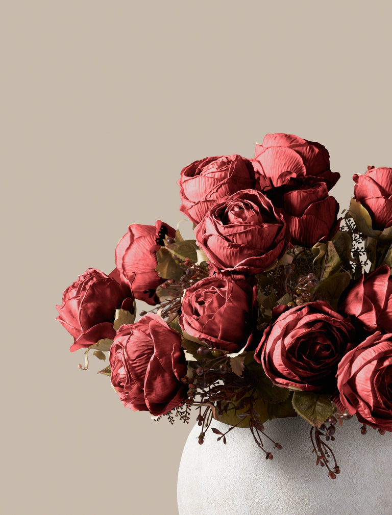 Faux Large Rose Arrangement - Red (3 Stems/21 Roses)