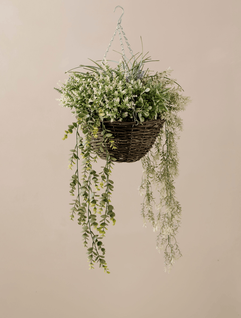 Outdoor Hanging Floral Basket - Green & Purple