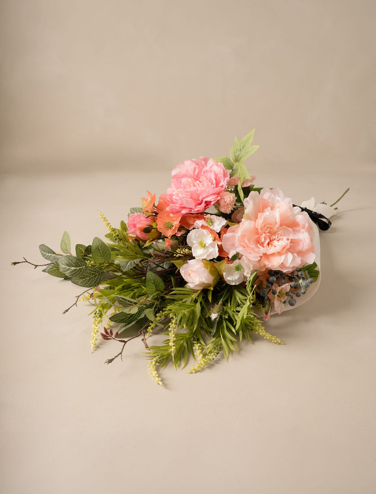 Faux Arrangement - Peach Poppy & Peony
