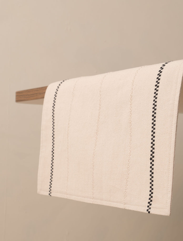 Ladder Stripe Beige & Black Table Runner 200cm