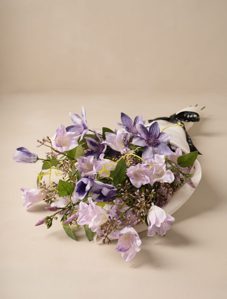 Faux Arrangement - Bell Flower & Clematis Purple