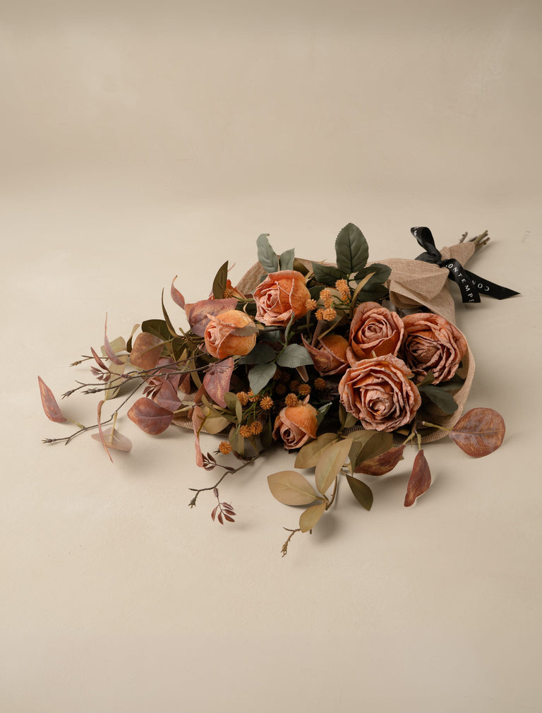 Faux Arrangement - Orange Rose & Saffron Spray