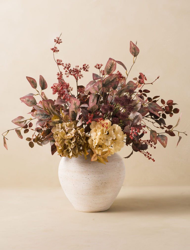 Faux Arrangement - Burgundy Berries & Hydrangea