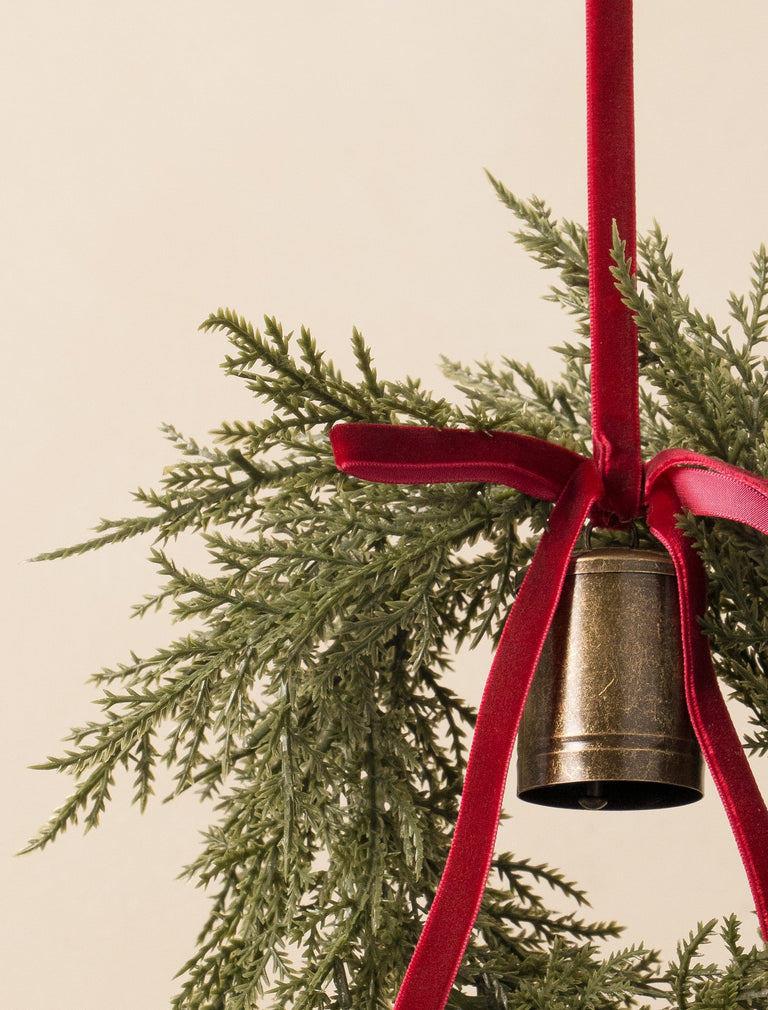 Faux Mini Wreath with Bell - Set of 2