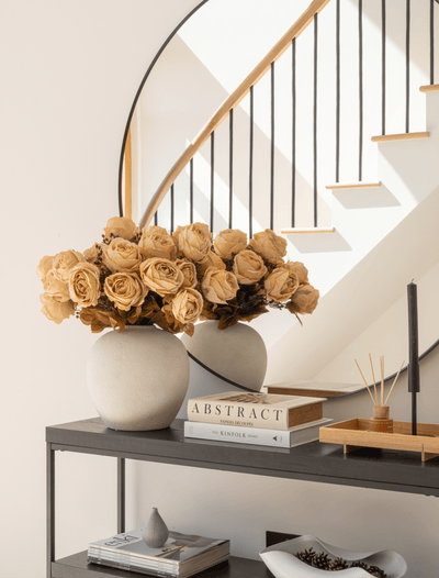 Faux Large Rose Arrangement - Beige (3 Stems/21 Roses)