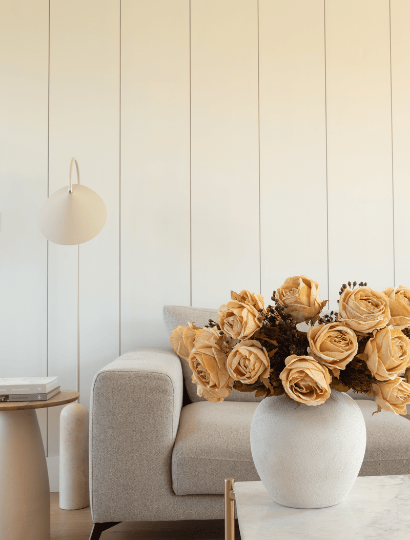 Faux Large Rose Arrangement - Beige (3 Stems/21 Roses)