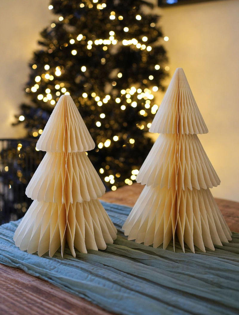 Christmas Paper Decoration - Ivory Tree (Set of 2)